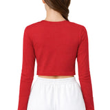 Lilax Girls' Long Sleeve Crop Top – Soft Cotton, 4-Way Stretch, Breathable Everyday Tee