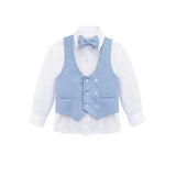 Boys 4-Piece Slim Fit Textured Suit Set