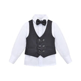 Little & Youth Boys Suit Set - Formal Suit Vest, White Dress Shirt, Dress Pants, and Bowtie - 4-Piece