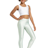Girls Shiny High Waisted Leggings – Dance & Gymnastics Stretch Tights