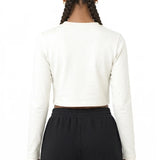 Lilax Girls' Long Sleeve Crop Top – Soft Cotton, 4-Way Stretch, Breathable Everyday Tee