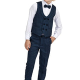 Boys Suit Set Slim Fit Vest, White Dress Shirt, Dress Pants and Bowtie 4 Piece Formal Suit Set