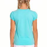 Girls' Basic Short Puff Sleeve Round Neck Cotton T-Shirt