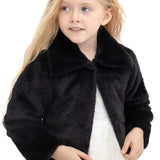 Girls Faux Fur Shrug Jacket Tied Ribbon Cozy Bolero