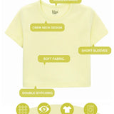 Girls Short Sleeve Crewneck Crop Top Tee