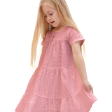 Toddler Cotton Floral Embroidered Short Sleeve Dress