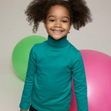 Little Girls Cotton Long Sleeve Basic Turtleneck T-Shirt