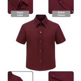 Lilax Boys Classic Short Sleeve Button Down Casual Solid Dress Shirt