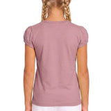 Girls' Basic Short Puff Sleeve Round Neck Cotton T-Shirt