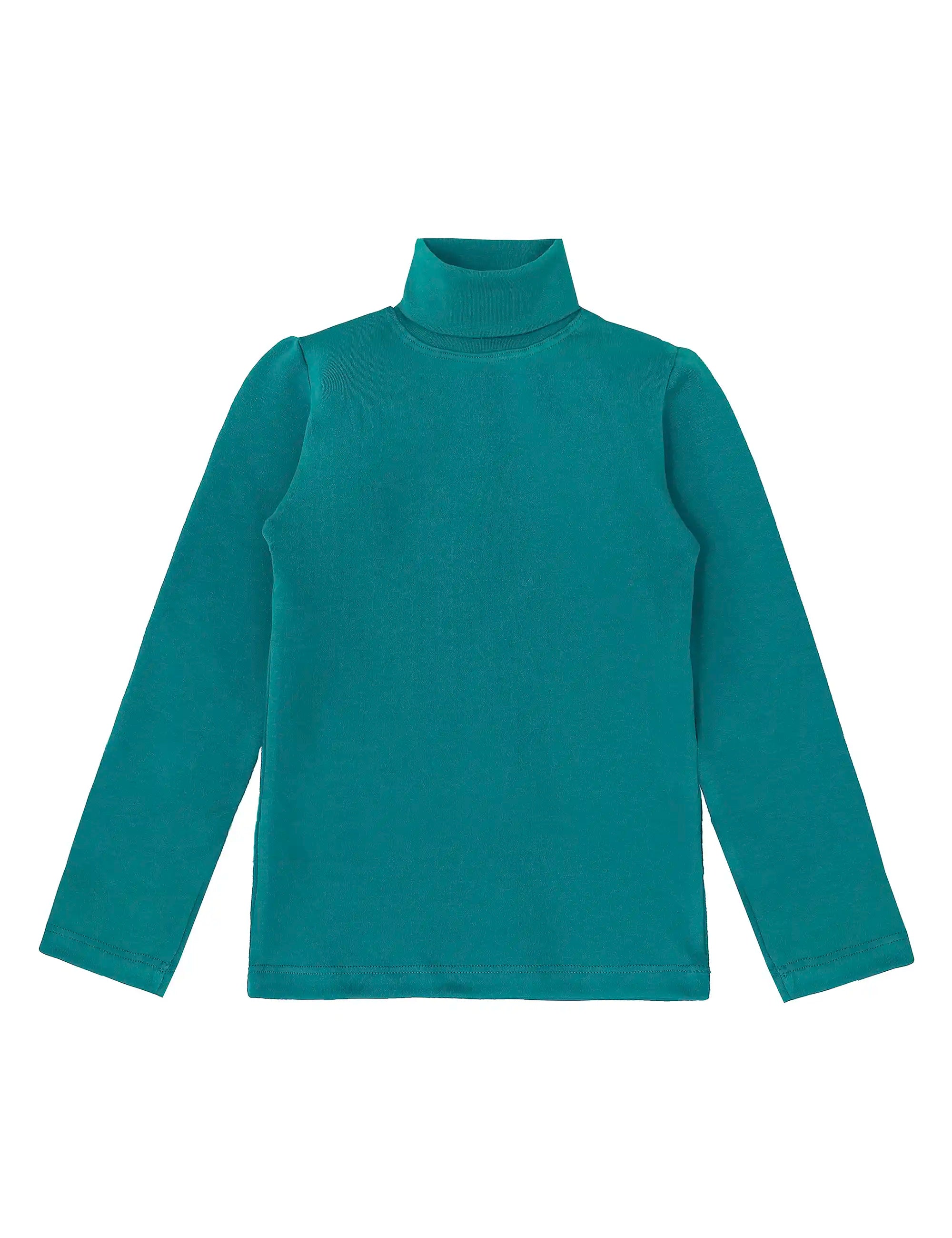Girls' Basic Long Sleeve Turtleneck Cotton T-Shirt
