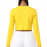 Lilax Girls' Long Sleeve Crop Top – Soft Cotton, 4-Way Stretch, Breathable Everyday Tee