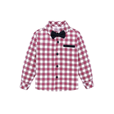 Boys Cotton Plaid Suspender Pant Set