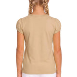 Girls' Basic Short Puff Sleeve Round Neck Cotton T-Shirt