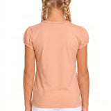 Girls' Basic Short Puff Sleeve Round Neck Cotton T-Shirt