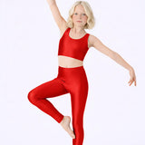 Girls Shiny High Waisted Leggings – Dance & Gymnastics Stretch Tights