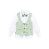 Toddler & Youth Boys 4 Piece Formal Suit Set V-Neck Vest White Dress Shirt Dress Pants and Bowtie 6-12 Years