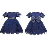 Baby Girl Newborn Lace Princess Wedding Party Dress Gown 4 Piece Deluxe Set