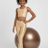 Girls Shiny High Waisted Leggings – Dance & Gymnastics Stretch Tights