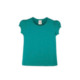 Girls' Basic Short Puff Sleeve Cotton T-Shirt and Leggings Set