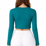 Lilax Girls' Long Sleeve Crop Top – Soft Cotton, 4-Way Stretch, Breathable Everyday Tee