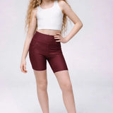 Lilax Girls Athletic Shorts with Pocket High Waisted Biker Shorts for Dance Yoga Gymnastics