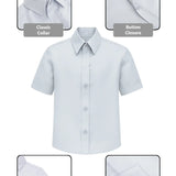 Lilax Boys Classic Short Sleeve Button Down Casual Solid Dress Shirt