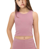 Girls' Double Lined Sleeveless Basic Crop Tank Top
