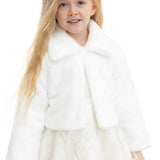 Girls Faux Fur Shrug Jacket Tied Ribbon Cozy Bolero