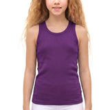 Girls' Soft Solid Cotton Blend Racerback Tank Top