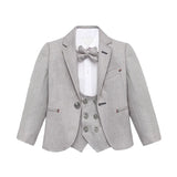 Boys 5-Piece Slim Fit Textured Suit Set