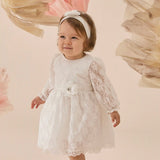 Baby Girls' Lace Floral Embroidered Dress with Matching Shoes Christening Baptism Dress