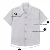 Boys' Button Down Shirt Solid Short Sleeve Classic Solid Oxford Dress Shirt