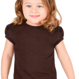 Girls' Basic Short Puff Sleeve Round Neck Cotton T-Shirt