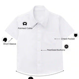 Boys' Button Down Shirt Solid Short Sleeve Classic Solid Oxford Dress Shirt