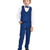 Boys 4-Piece Slim Fit Textured Suit Set