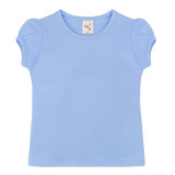 Girls' Basic Short Puff Sleeve Round Neck Cotton T-Shirt