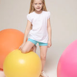Girls' Basic Cotton T-Shirt  Short Puff Sleeve Crewneck / Toddler