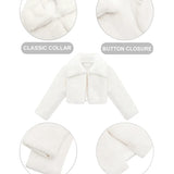 Girls Faux Fur Bolero Oversized Collar Jacket
