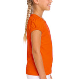 Girls' Basic Short Puff Sleeve Round Neck Cotton T-Shirt