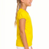 Girls' Basic Short Puff Sleeve Round Neck Cotton T-Shirt
