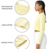 Lilax Girls' Long Sleeve Crop Top – Soft Cotton, 4-Way Stretch, Breathable Everyday Tee