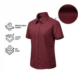 Lilax Boys Classic Short Sleeve Button Down Casual Solid Dress Shirt