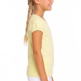 Girls' Basic Short Puff Sleeve Round Neck Cotton T-Shirt