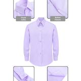 Lilax Boys' Button Down Shirt Solid Long Sleeve Dress Shirt