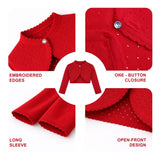 Baby Girls' Long Sleeve Knit One Button Closure Bolero Shrug