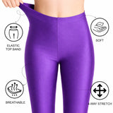 Girls Shiny High Waisted Leggings – Dance & Gymnastics Stretch Tights