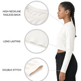 Lilax Girls' Long Sleeve Crop Top – Soft Cotton, 4-Way Stretch, Breathable Everyday Tee