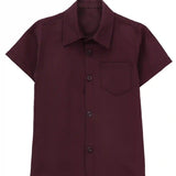 Boys' Button Down Shirt Solid Short Sleeve Classic Solid Oxford Dress Shirt