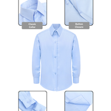 Lilax Boys' Button Down Shirt Solid Long Sleeve Dress Shirt