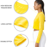 Lilax Girls' Long Sleeve Crop Top – Soft Cotton, 4-Way Stretch, Breathable Everyday Tee